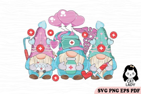 Gnome Nurse Valentine SVG PNG: A Charming Embroidery Design
