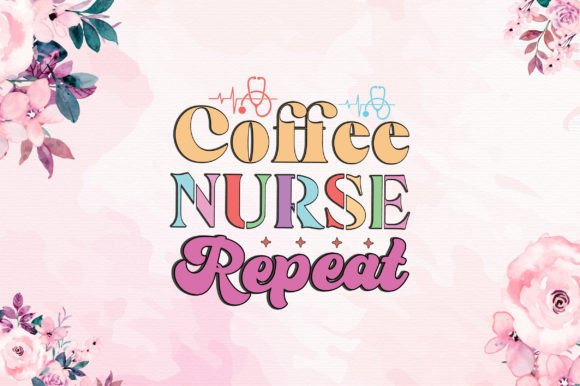 Retro Nurse Coffee SVG for Embroidery