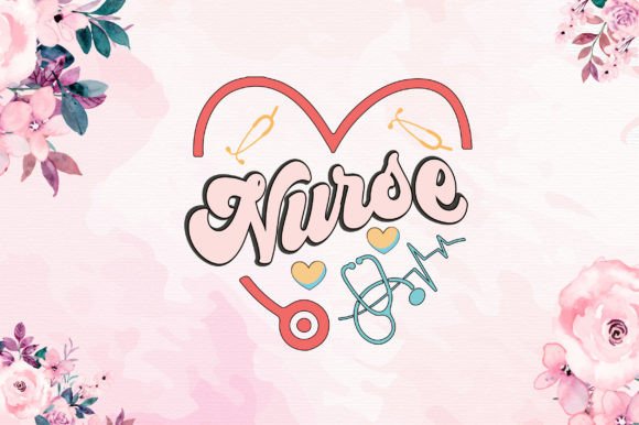 Retro Nurse Love SVG for Embroidery