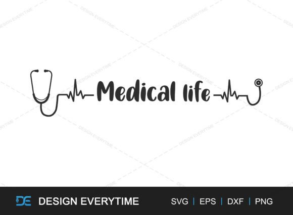 Stethoscope Life Line SVG for Medical Embroidery