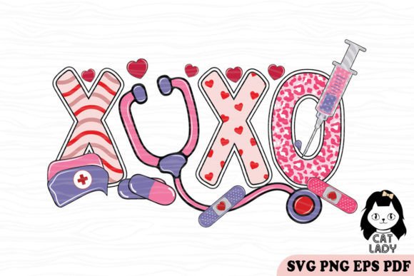 Xoxo Nurse Valentine SVG PNG Sublimation